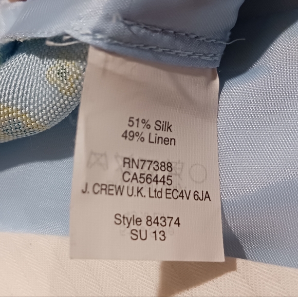 J. Crew Cafe Capri Pants Silk Linen Blue Frost Foulard Print - Picture 6 of 8